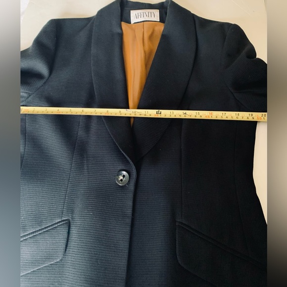 English Affinity Long Black Blazer & Mini Pencil Skirt 2 piece suit UK 14 US 10 - Picture 11 of 16